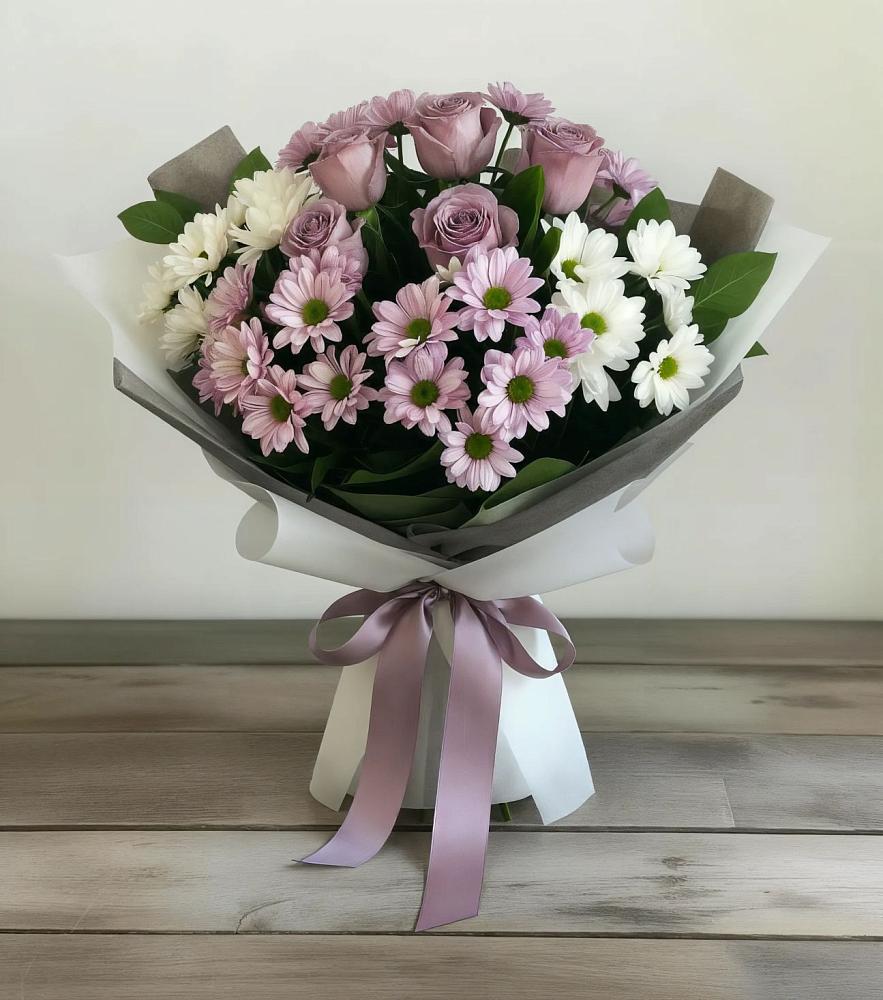 Букет цветов из: Хризантемы и Розы в Уторгош