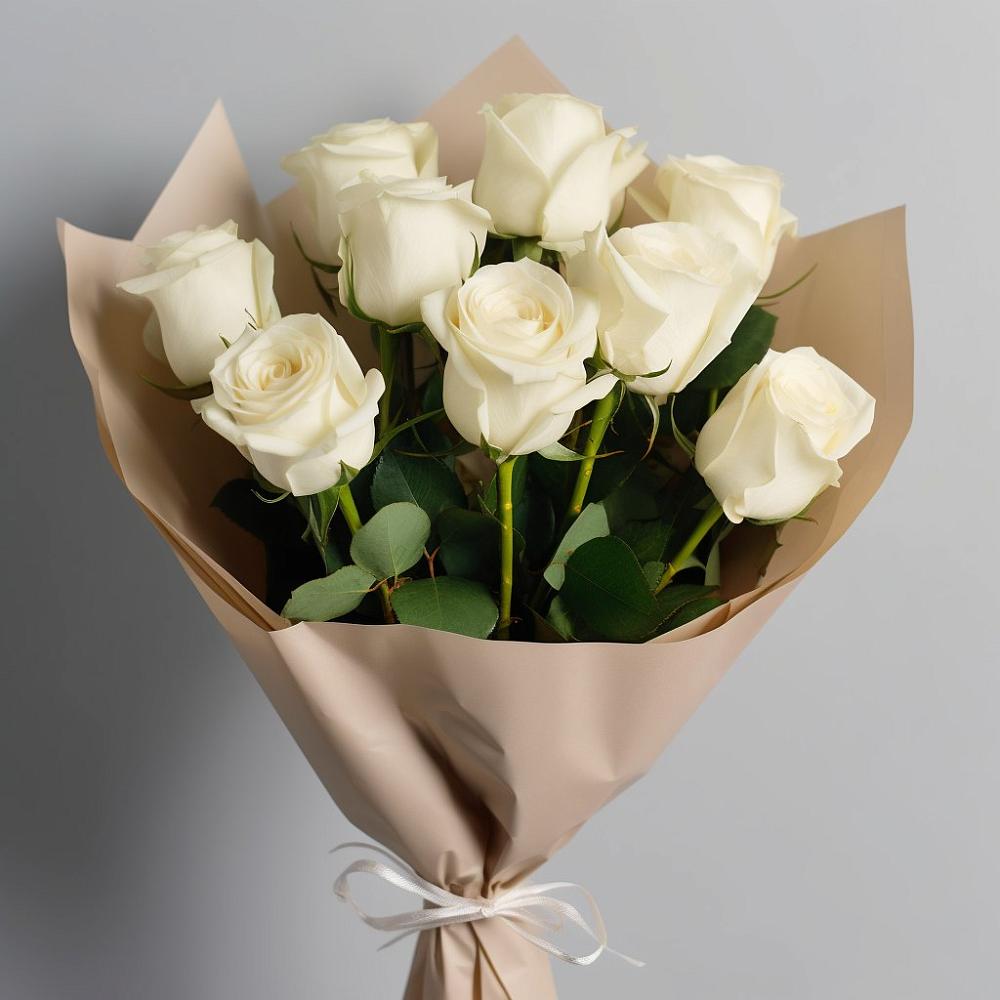 Букет 9 Белых роз Эдлесс Лав в Уторгош