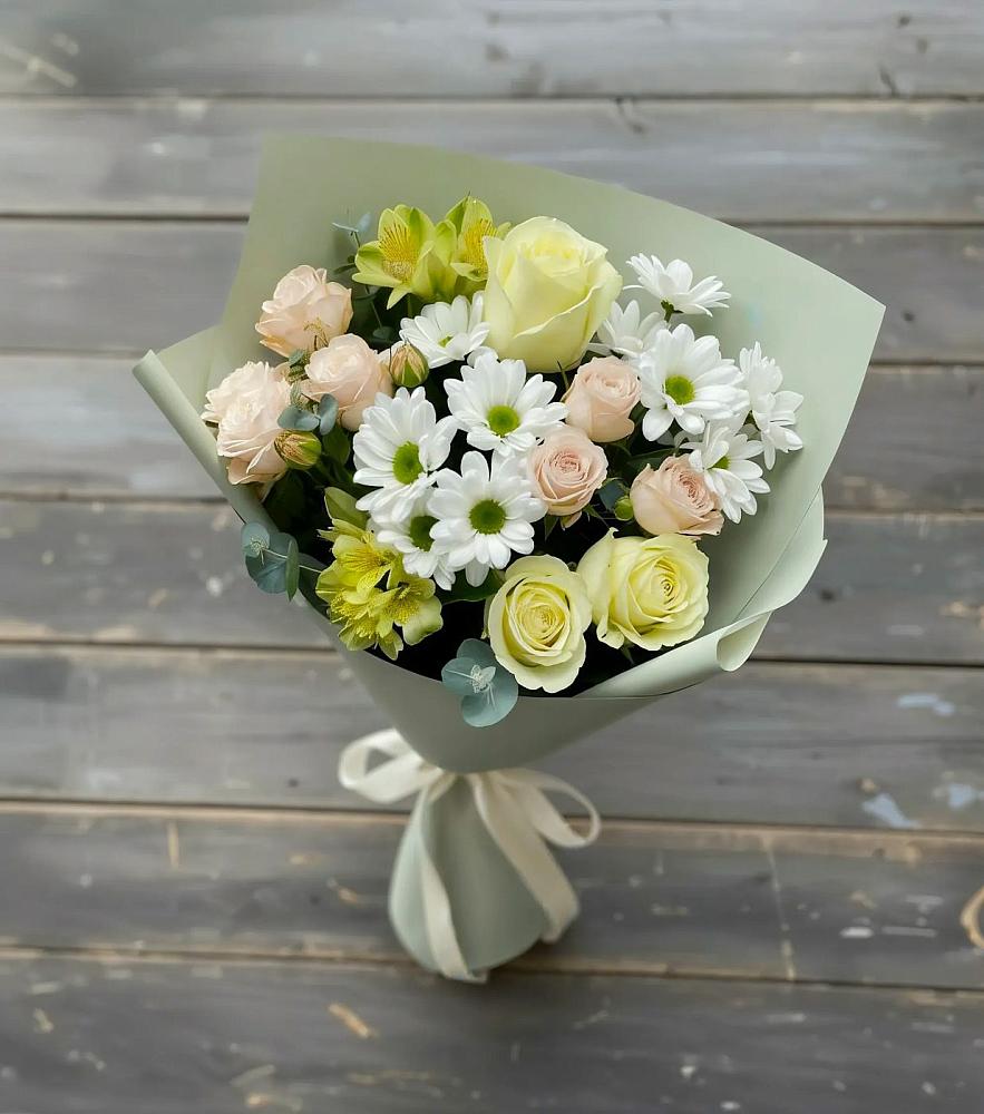 Букет цветов из: Альстромерии, Розы и Хризантемы в Уторгош