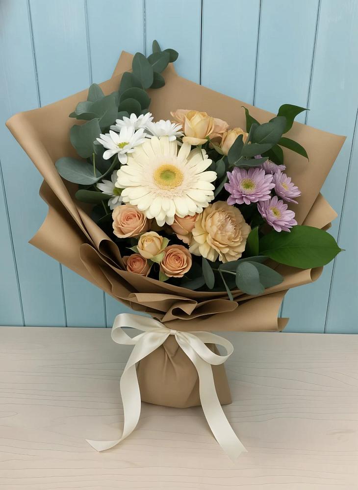 Букет цветов из: Герберы и Хризантемы в Уторгош