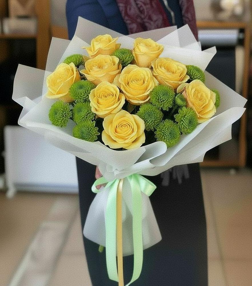 Букет цветов из: Хризантемы и Розы в Уторгош