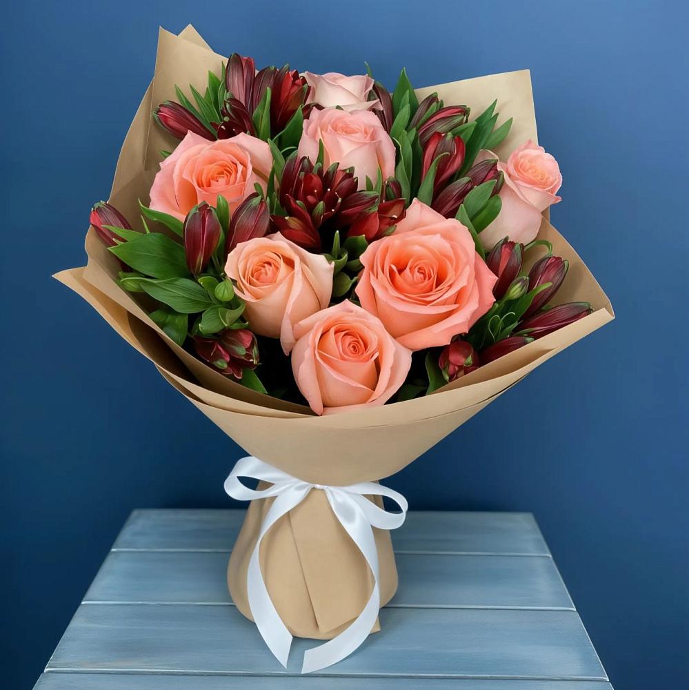 Букет цветов из: Розы и Альстромерии в Уторгош