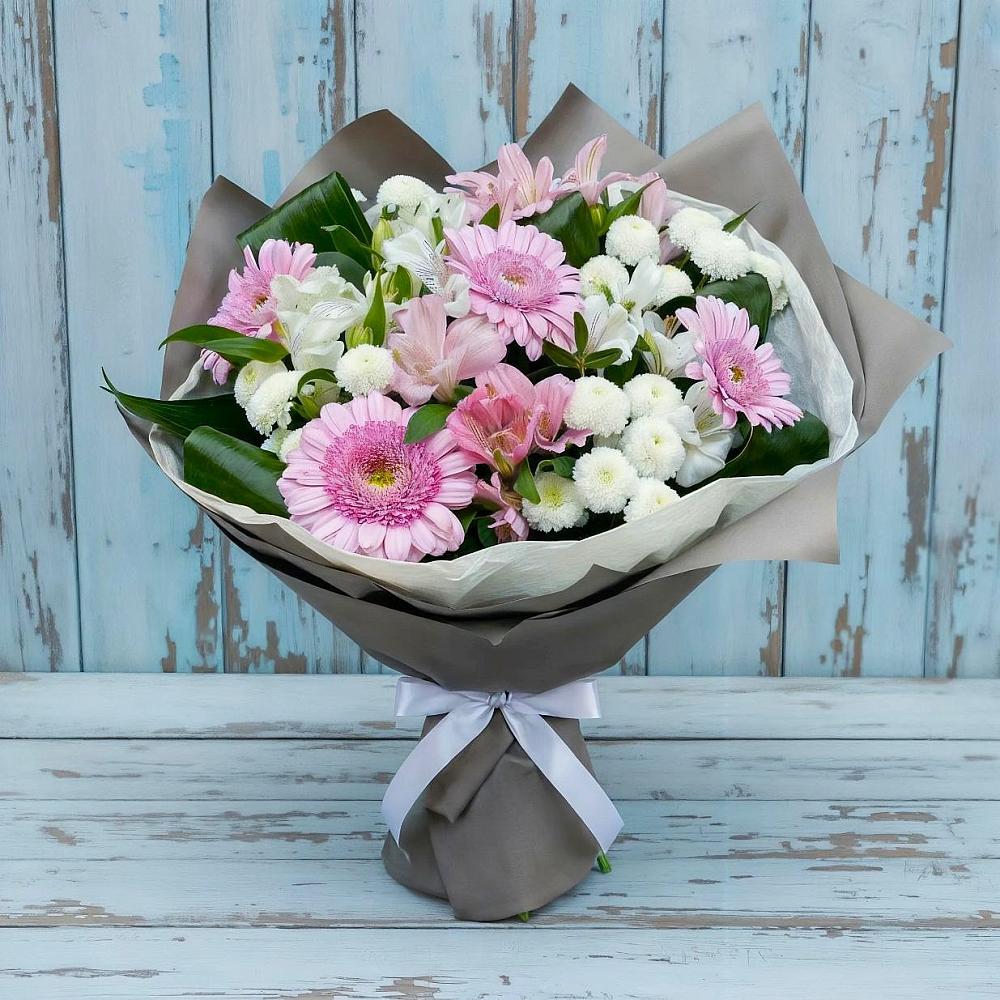 Букет цветов из: Герберы, Альстромерии и Хризантемы в Уторгош